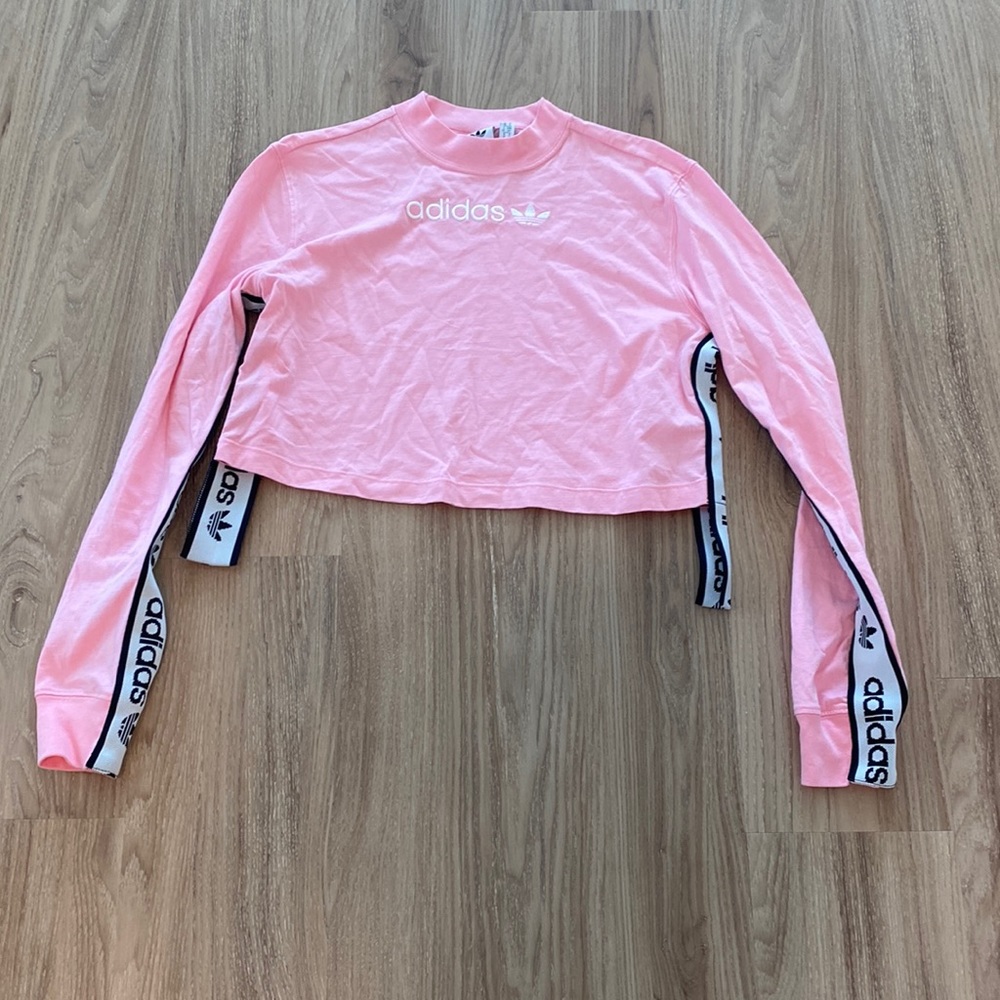 Adidas pink crop top long sleeve S small